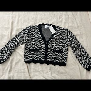 Lush vintage style cropped black and white cropped cardigan